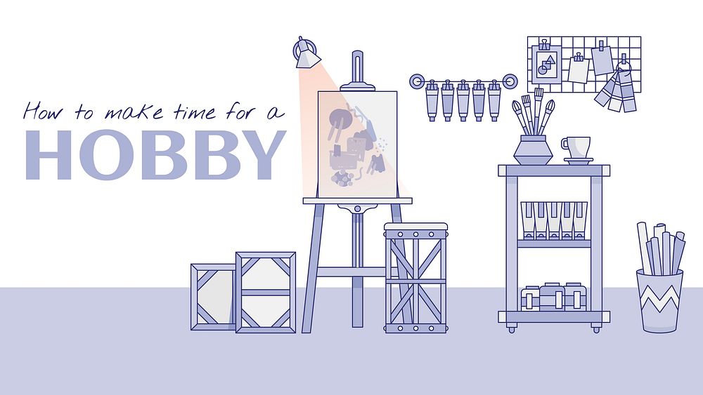 Hobby blog banner template, editable art studio design vector