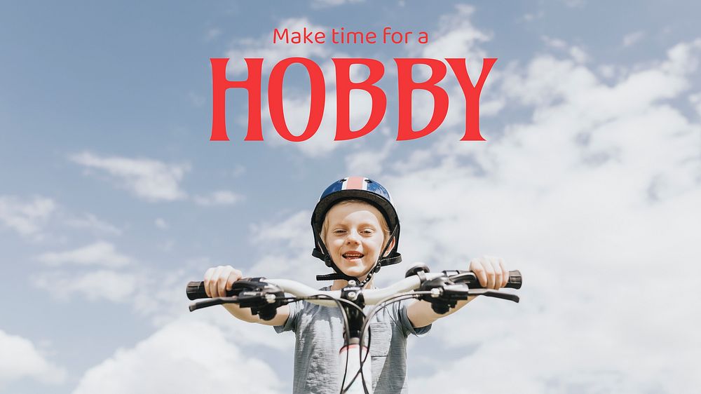 Biking hobby blog banner template, kid design vector