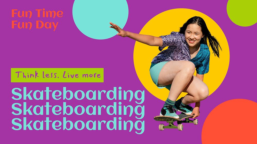 Skateboarding hobby blog banner template, sport design vector