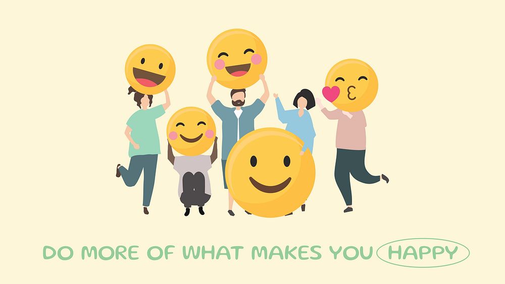 Happy emoji  blog banner template, editable design  vector