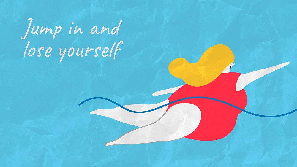 Swimming blog banner template, inspirational quote design vector