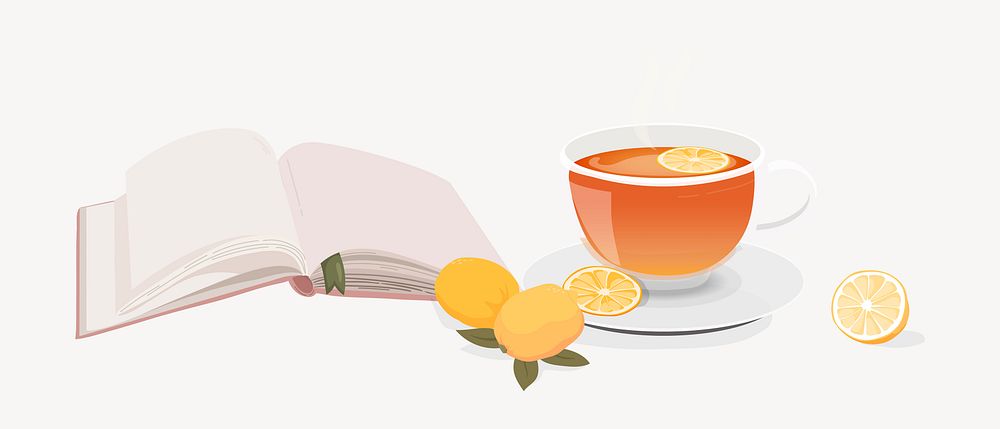 Morning reading collage element, cute design vector