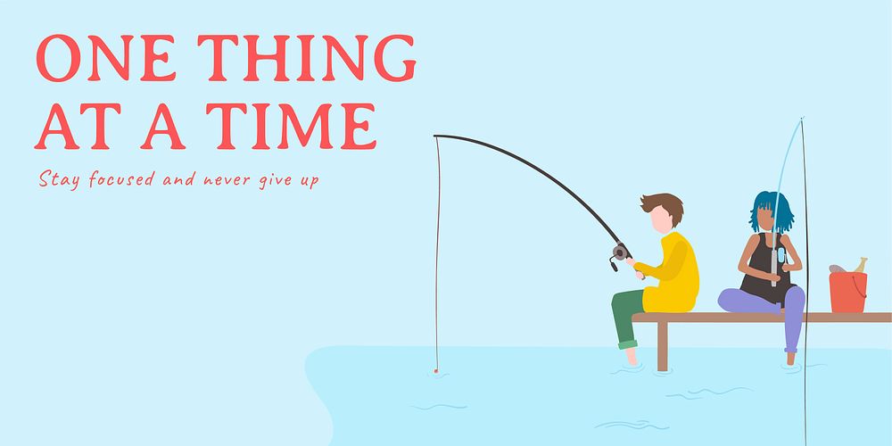 Fishing Twitter post template, hobby design vector