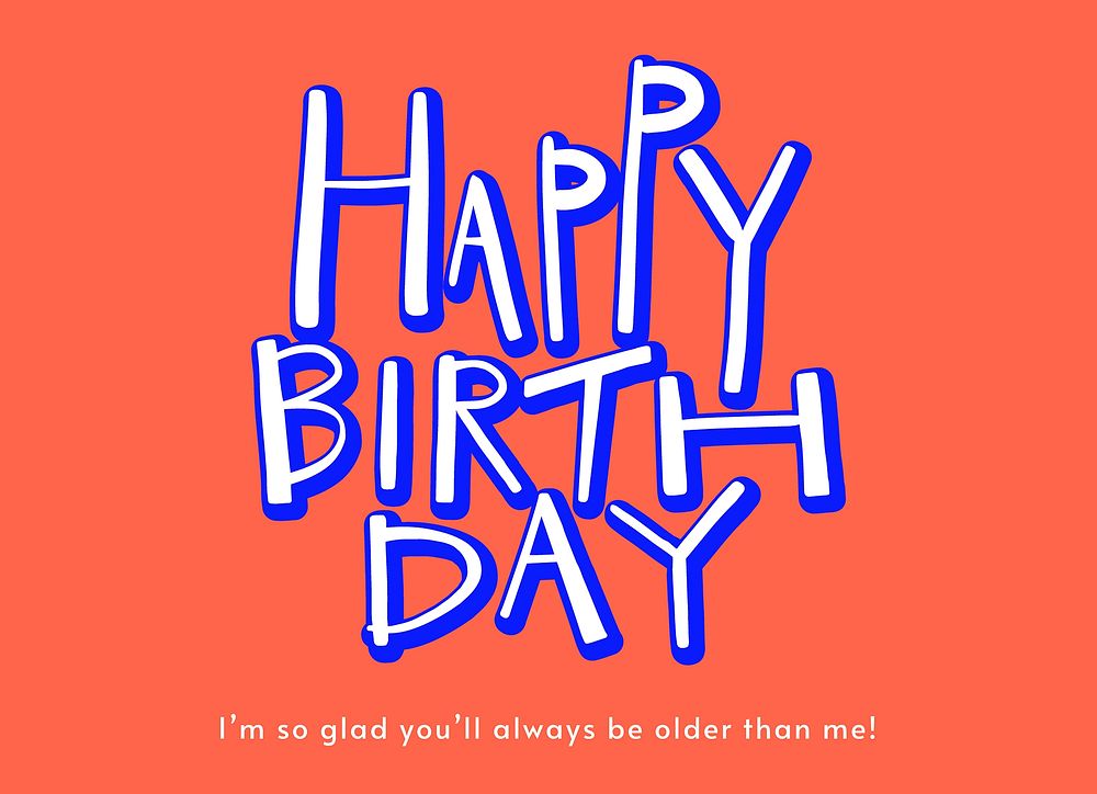 Birthday greeting card template, colorful typography vector