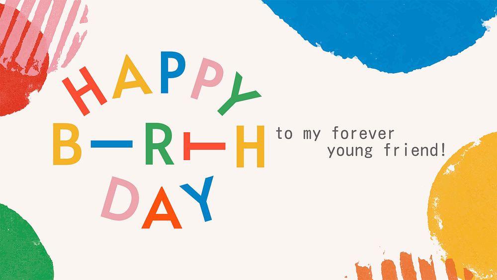 Birthday greeting blog banner template, colorful typography psd