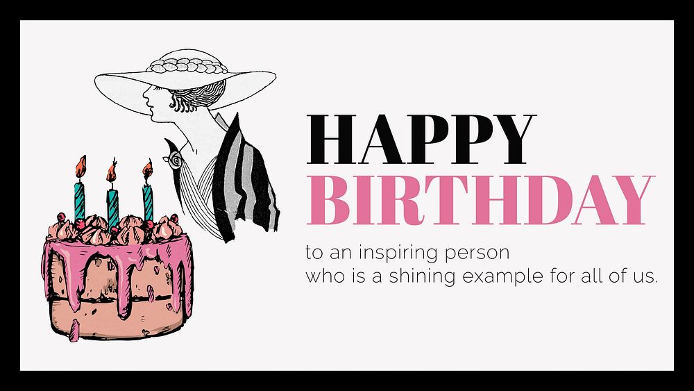 Vintage fashion PowerPoint template, birthday greeting card vector