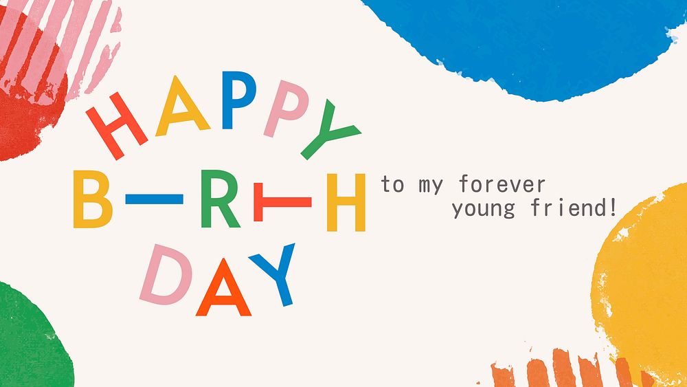 Birthday greeting blog banner template, colorful typography vector