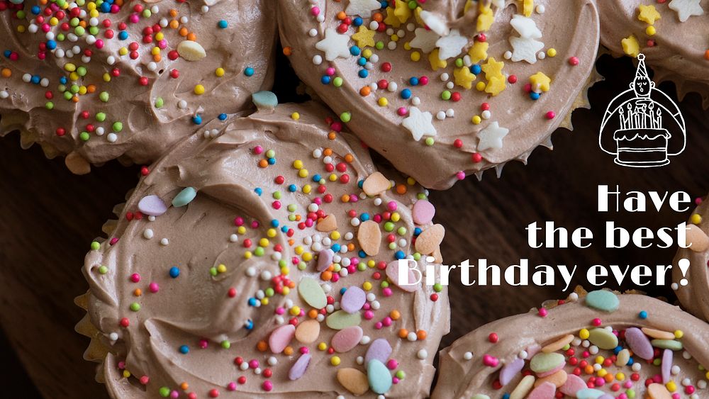 Birthday cupcakes blog banner template, food photo vector