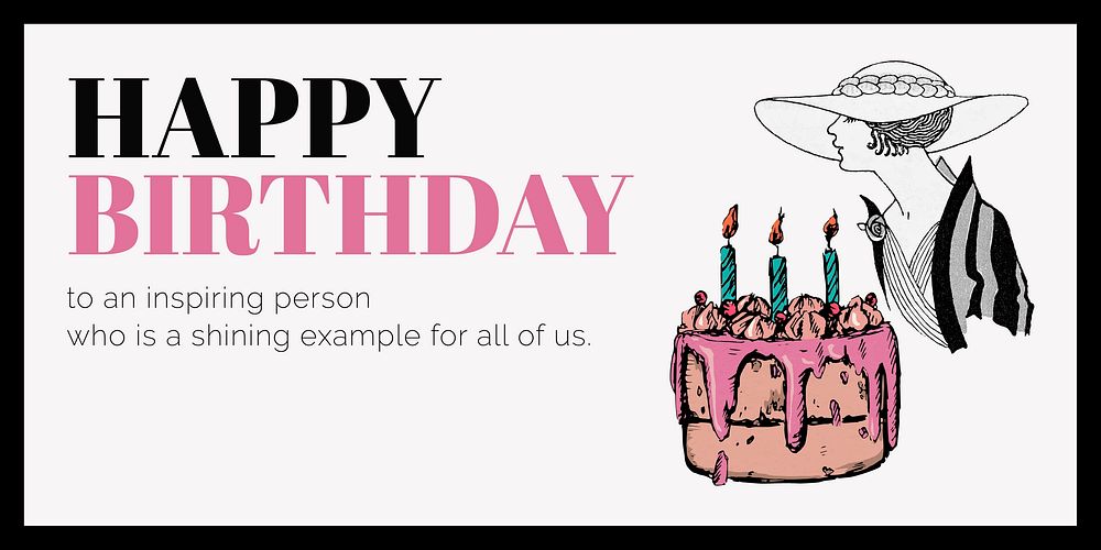 Vintage fashion Twitter post template, birthday greeting card vector