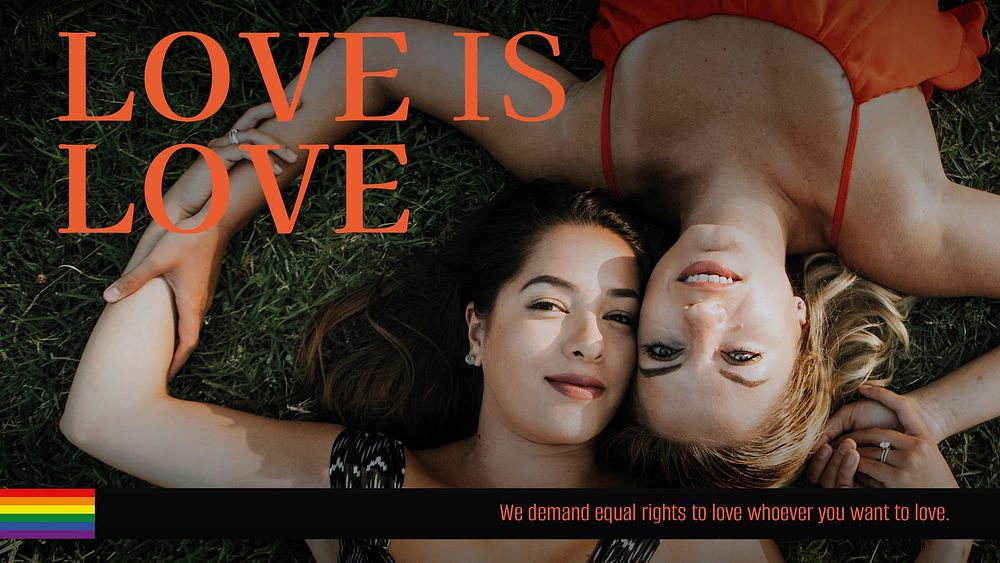 LGBTQ love presentation template, Pride Month celebration psd