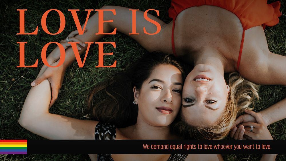 LGBTQ love presentation template, Pride Month celebration vector