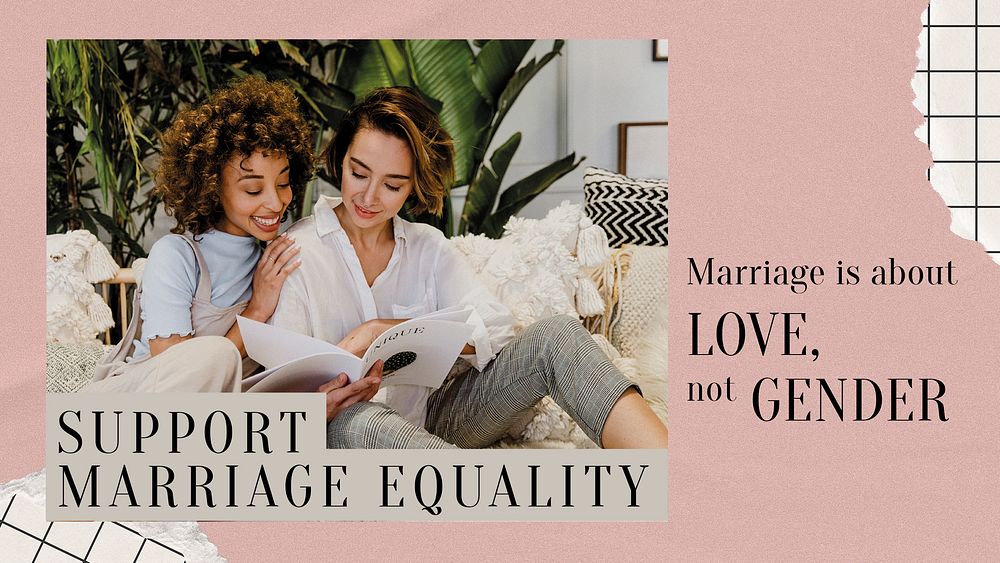 Support marriage equality presentation template, Pride Month celebration psd