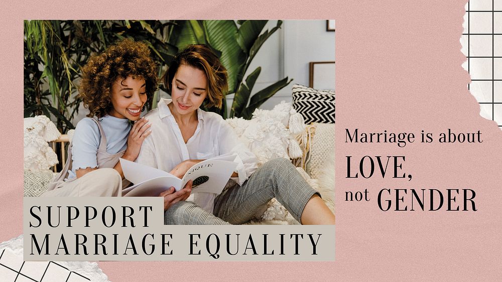 Support marriage equality presentation template, Pride Month celebration vector