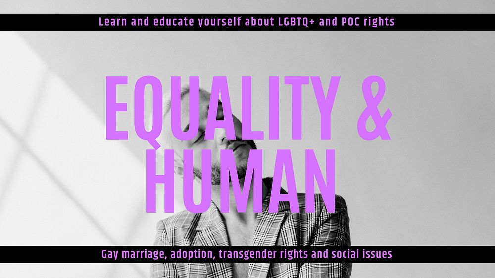 Human rights presentation template, LGBTQ, equality campaign vector