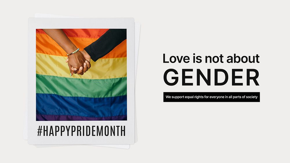 Pride month celebration presentation template, love is not about gender quote vector