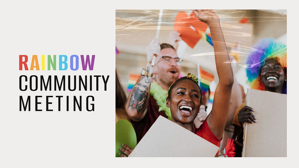 Rainbow community presentation template, gay pride celebration psd