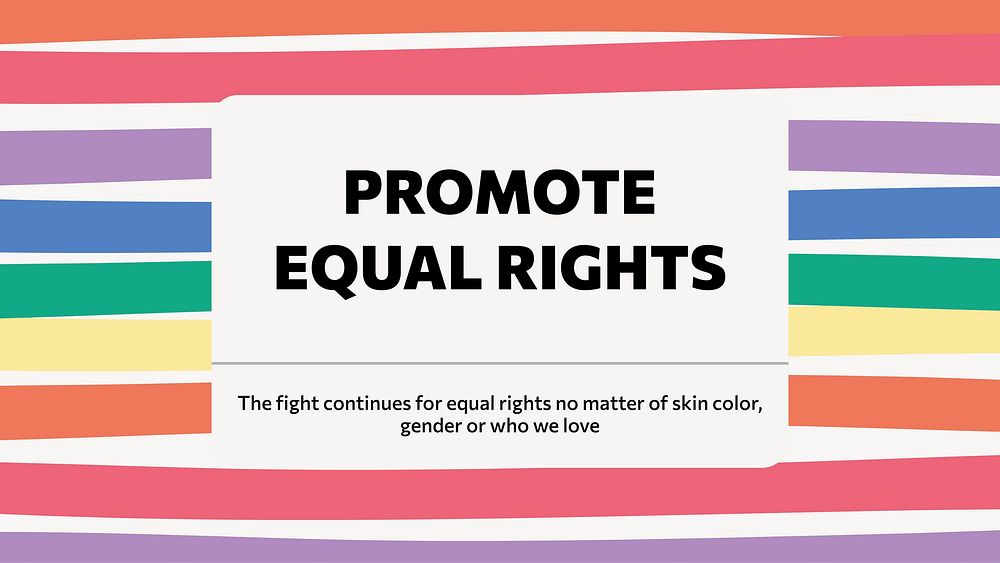 Promote equal rights presentation template, Pride Month celebration vector