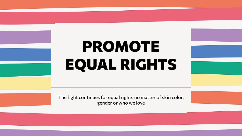 Promote equal rights presentation template, Pride Month celebration psd