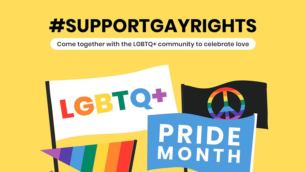 Support gay rights presentation template, LGBTQ, Pride Month campaign psd