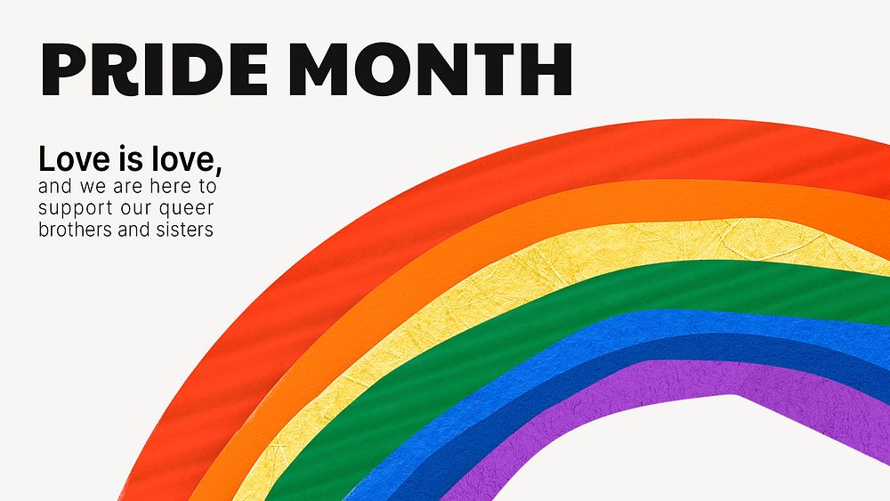 Pride month rainbow presentation template, LGBTQ community support campaign psd