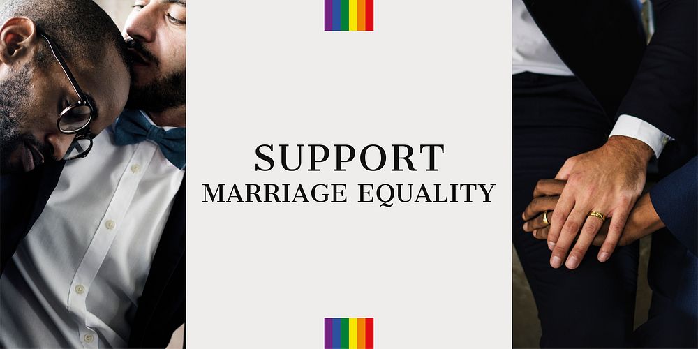 Marriage equality Twitter post template, gay rights campaign vector