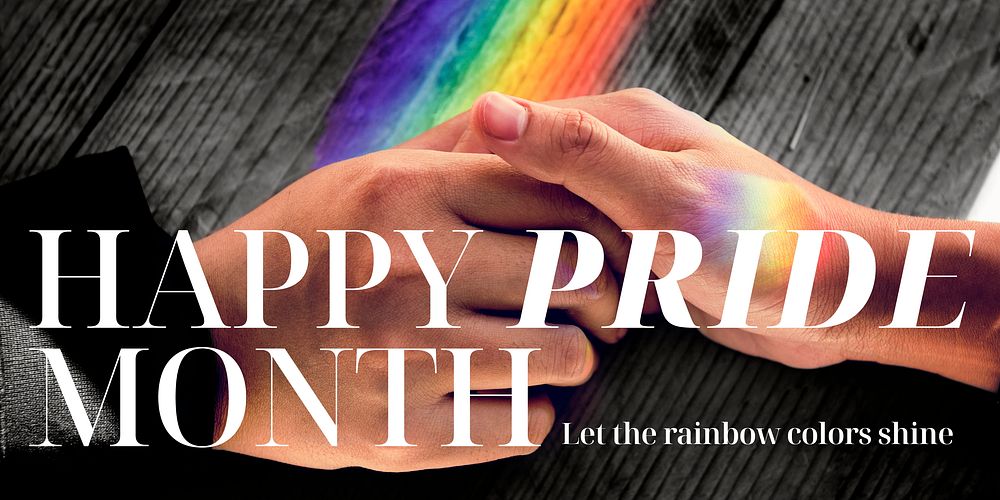 Pride Month Twitter post template, couple holding hands photo vector