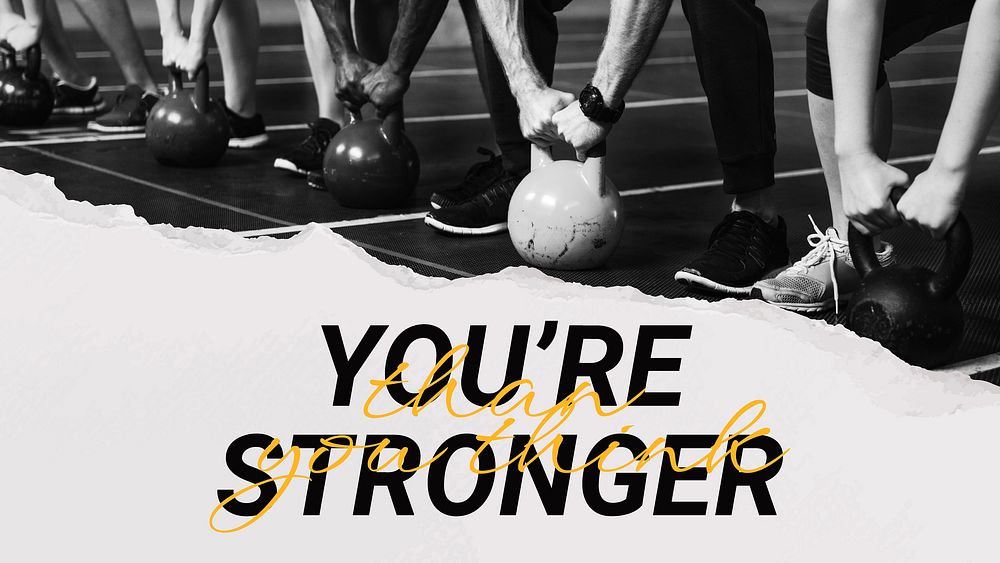 You're stronger blog banner template, inspirational sports quote vector