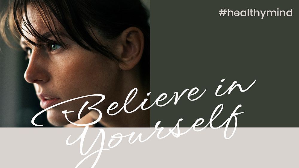 Believe in yourself banner template, inspirational wellness quote vector