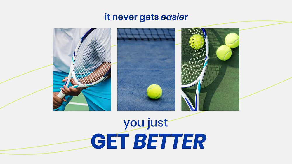 Motivational sports blog banner template, tennis photo vector
