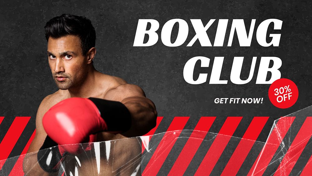 Boxing club blog banner template, sports, gym advertisement vector