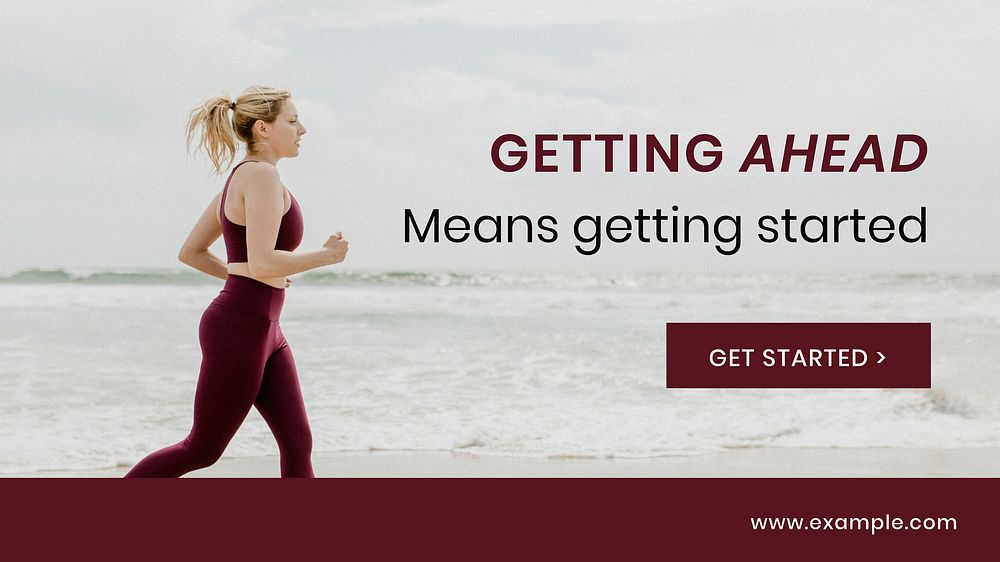 Jogging woman blog banner template, wellness ad vector