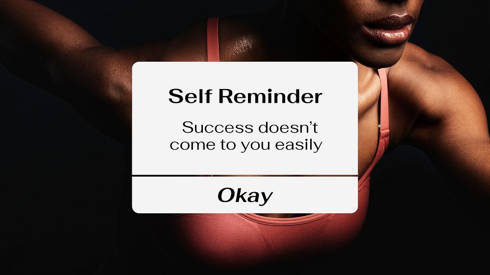 Self reminder blog banner template, sports quote vector