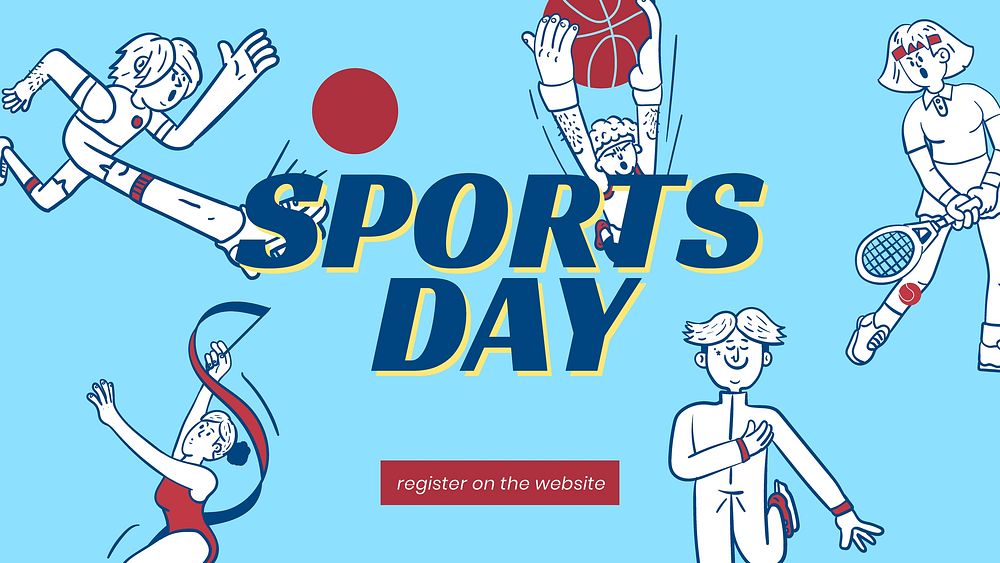 Sports day blog banner template, cute athlete illustration vector