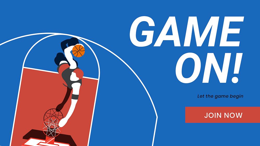 Basketball sport blog banner template, game on! quote vector