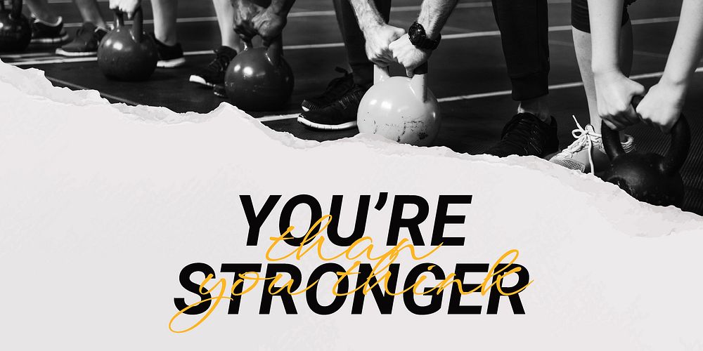 You're stronger Twitter post template, inspirational sports quote vector