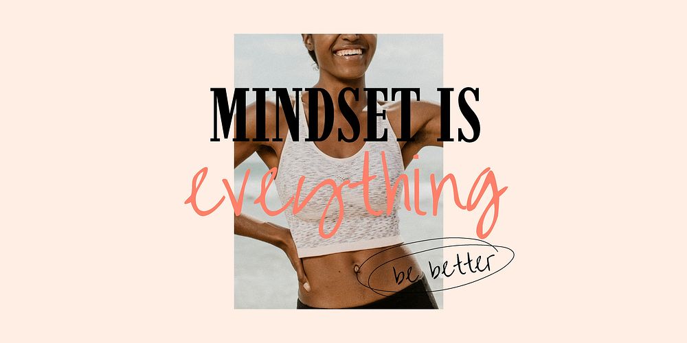 Wellness aesthetic Twitter post template, mindset is everything quote vector