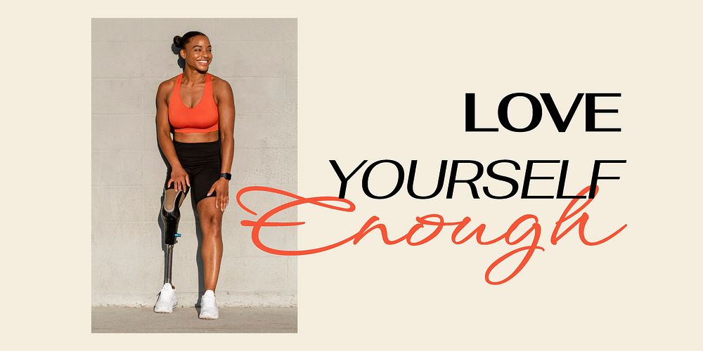 Love yourself Twitter post template, sports wellness aesthetic vector