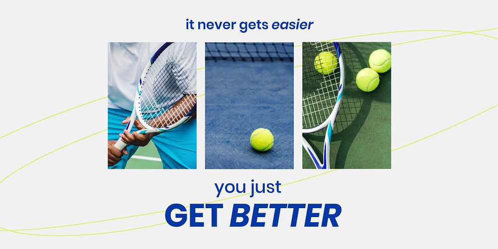 Motivational sports Twitter post template, tennis photo vector