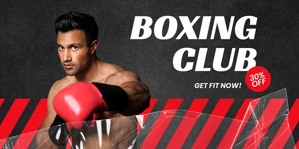 Boxing club Twitter post template, sports, gym advertisement vector