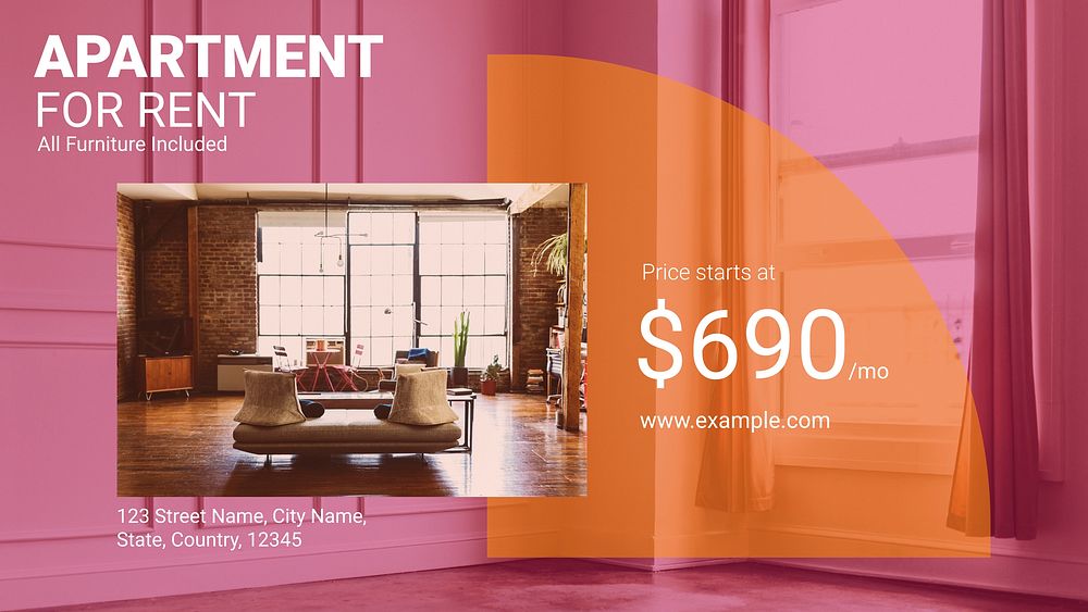 Apartment rental Powerpoint presentation template, editable advertisement  vector