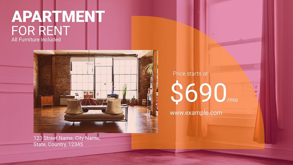 Apartment rental Powerpoint presentation template, editable advertisement  psd