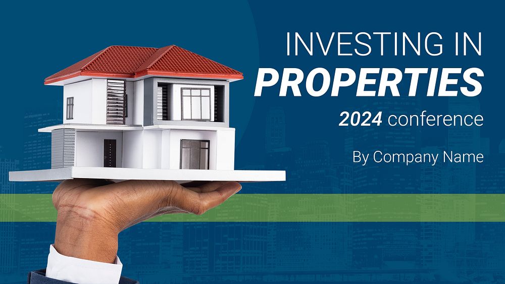Property investment ppt presentation template, editable text psd