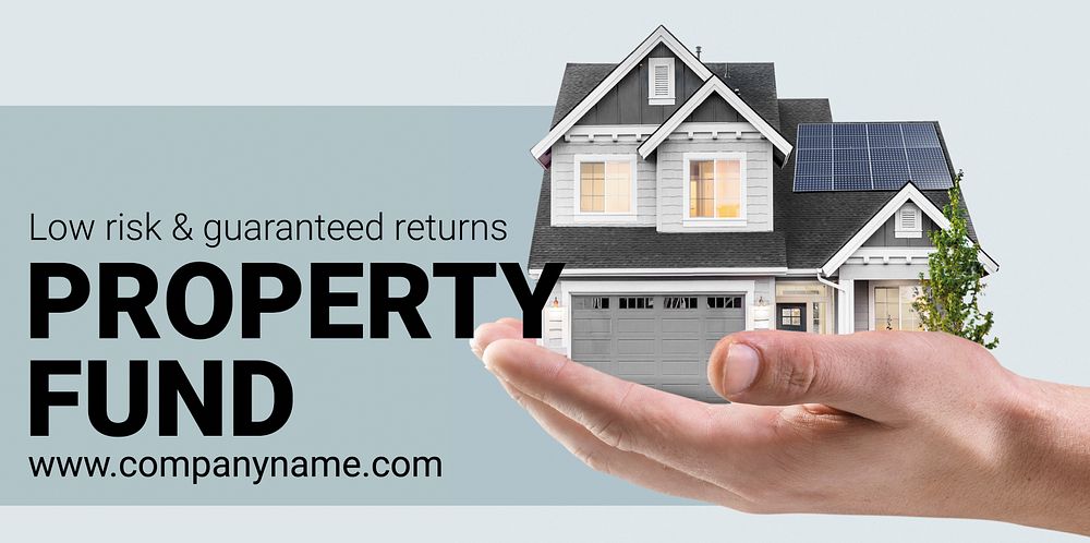 Property fund Twitter ad template, editable text vector