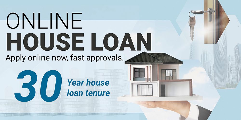 House loan Twitter ad template, editable text vector