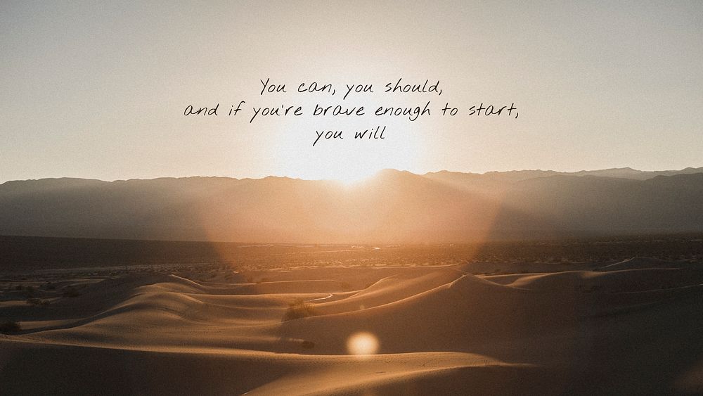 Dessert sunset banner template, motivational quote vector
