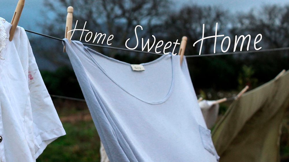 Clothesline aesthetic banner template, home sweet home quote vector