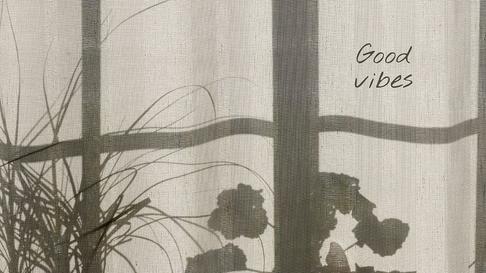 Good vibes banner template, flower shadow aesthetic vector