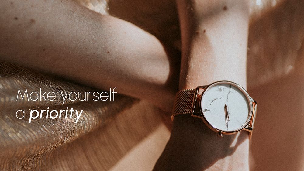 Wristwatch aesthetic banner template, make yourself a priority quote vector