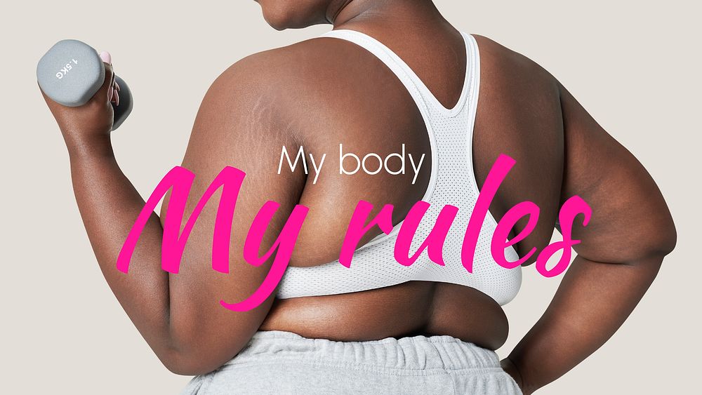 Body positivity banner template, my body, my rules vector