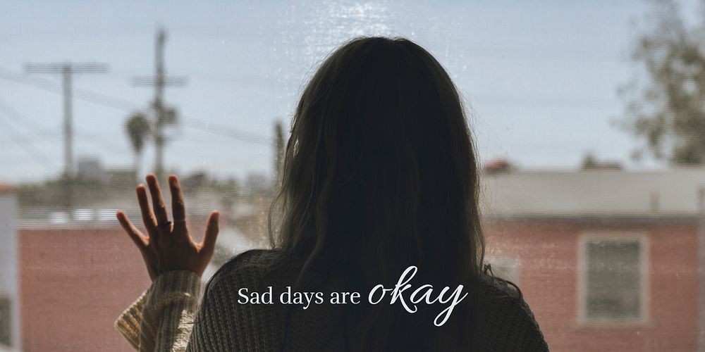 Mental health Twitter post template, sad days are okay quote vector